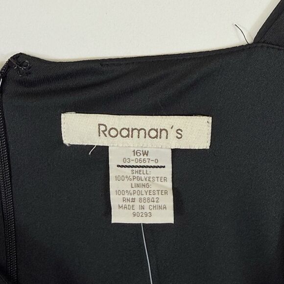 Roaman's Black Chiffon Sequin Pintuck Pleats Short Sleeve Dress Women's 16W NEW - Picture 6 of 6